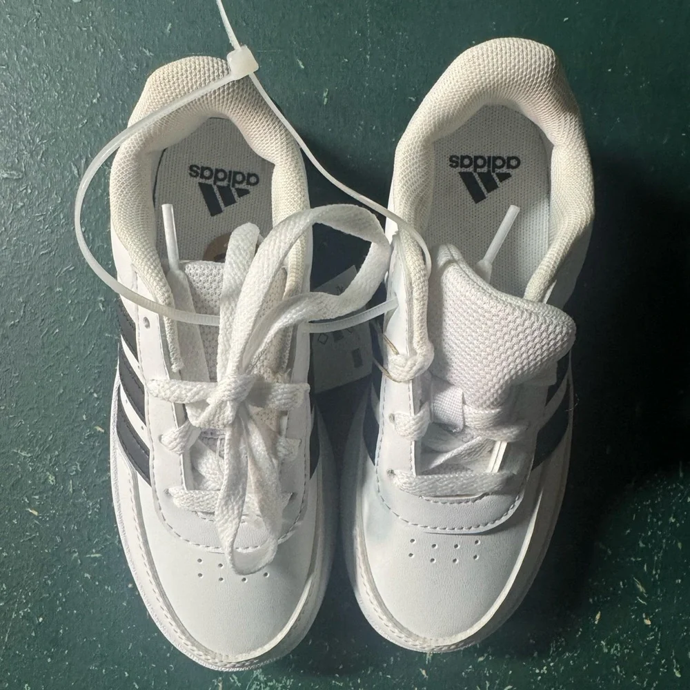 Kids Adidas Black and White Breaknet 2.0 Tennis Sneakers - 12K